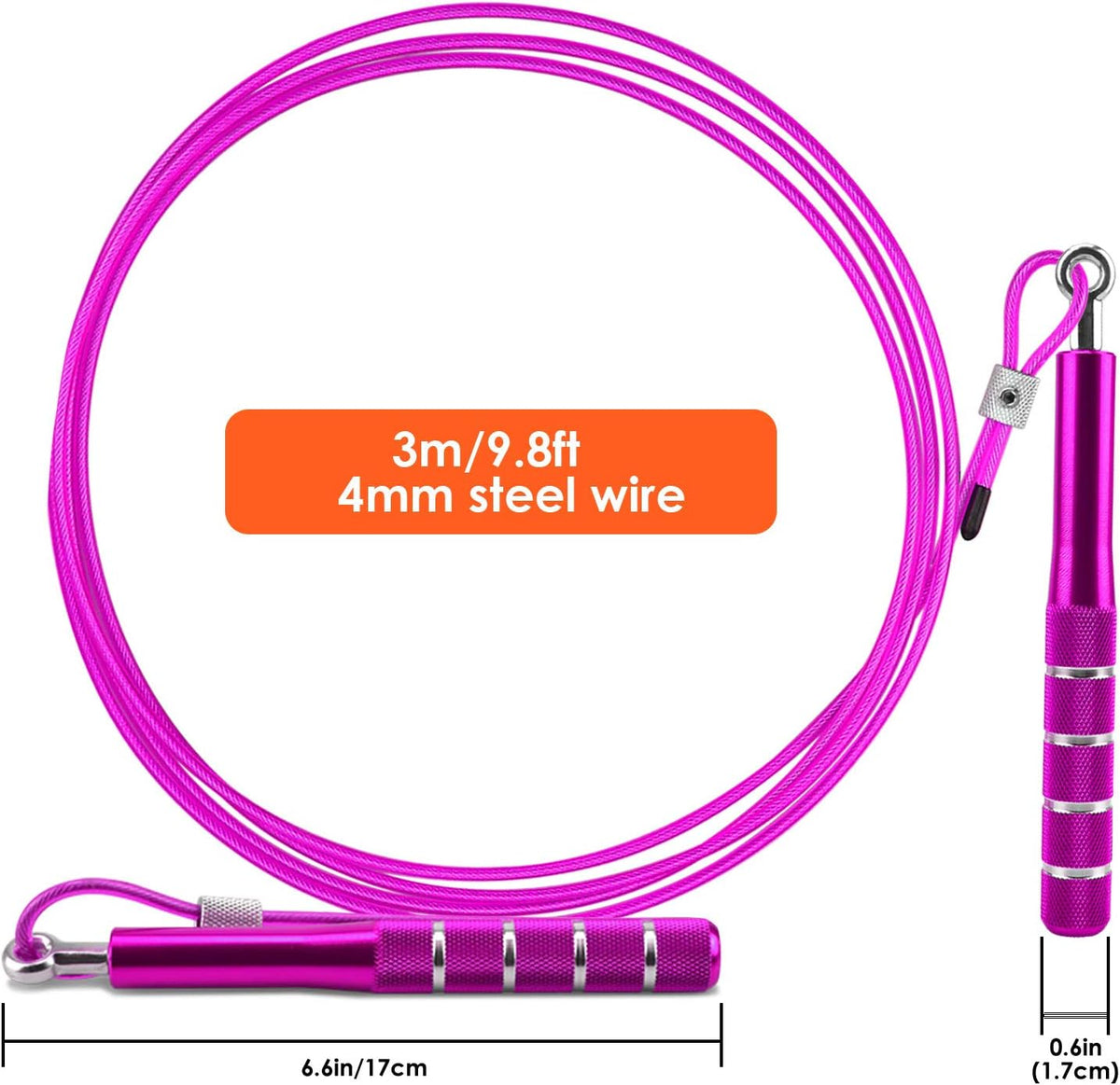 PACETAP Jump Rope, Adjustable Steel Wire Skipping Rope, Workout for Double Unders, Cross Fitness, Boxing, Exercise, Professional Speed Rope with Swivel Ball Bearing for Men & Women