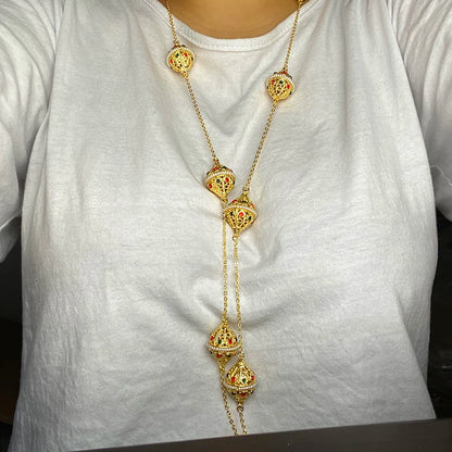 90cm Long Chain Dubai jewelry sets for Women 24k Colorful Ethiopian Necklace Indian Jewelry long necklace