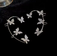 Gold Silver Color Metal Butterfly Ear Clips Without Piercing For Women Sparkling Zircon Ear Cuff Clip Earrings Wedding Jewelry