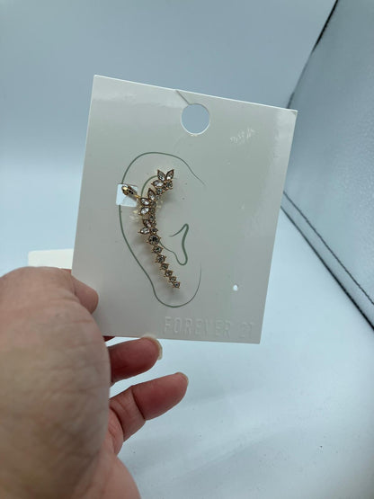 Gold Silver Color Metal Butterfly Ear Clips Without Piercing For Women Sparkling Zircon Ear Cuff Clip Earrings Wedding Jewelry - NATASHAHS