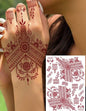 Elegant Red Henna Temporary Tattoo Stickers For Hands & Fingers, IntricateFloral Mandala Mehndi Design, Waterproof Long-Lasting Body Art For Women,Festivals, Parties & Special Occasions,Formulated Without Henna