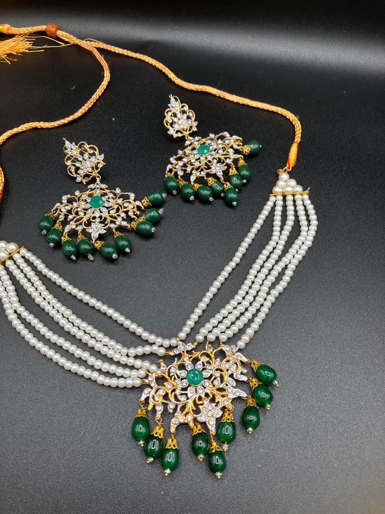 GREEN ROYAL STYLE EARRINGS & CHOKER FOR ROYAL PEOPLE - NATASHAHS