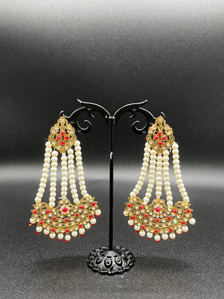 Nauratan hand crafted jhoomer style earrings with polki work earrings - NATASHAHS
