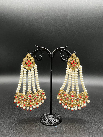 Nauratan hand crafted jhoomer style earrings with polki work earrings - NATASHAHS
