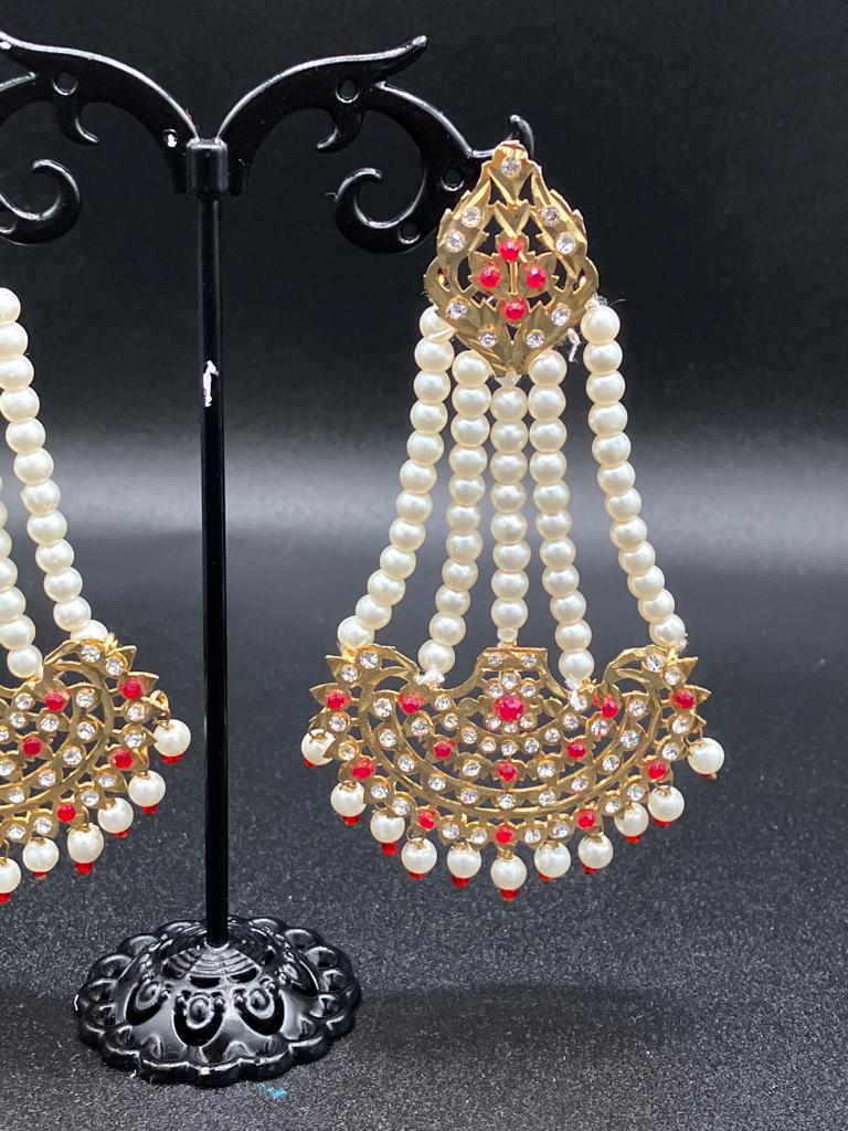 Nauratan hand crafted jhoomer style earrings with polki work earrings - NATASHAHS