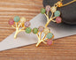 Gold plated multi colored tree of colors pendant  and earrings set - NATASHAHS