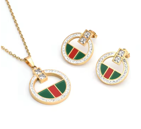 Women Female Charm Crystal Jewelry Set Wedding Party Necklace and Earrings - NATASHAHS