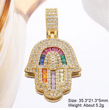 18k real gold plated Luxury Micro Pave Zircon Alam hand Of Fatima pendant - NATASHAHS