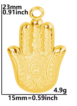 6Pcs Lot Stainless Steel Lucky Fatima Hand Hamsa Palm Protection Charms - NATASHAHS