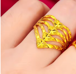 Gold Color Finger Rings for Women Multi Lines Heart Ring Size 8 Bague Femme Anillo Wedding Engagement Jewelry - NATASHAHS