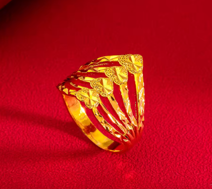 Gold Color Finger Rings for Women Multi Lines Heart Ring Size 8 Bague Femme Anillo Wedding Engagement Jewelry - NATASHAHS