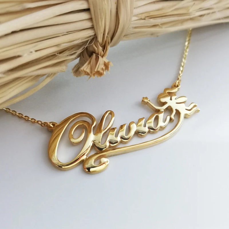 Personalized Flower Name Necklaces For Women Girl Favorite Jewelry Custom Musical Note Heart Nameplate Beauty Necklace - NATASHAHS