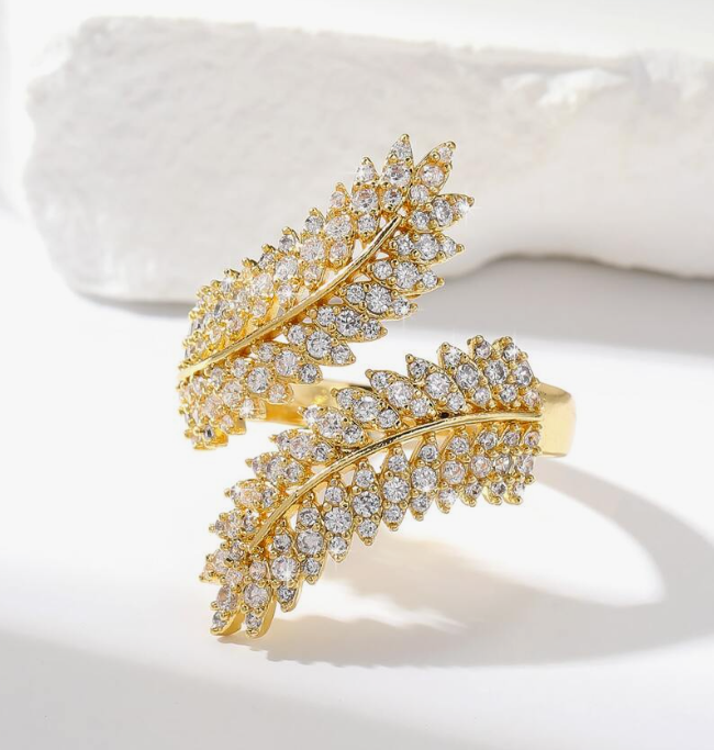 1pc Gold-color Maple Leaf Open Ring - NATASHAHS