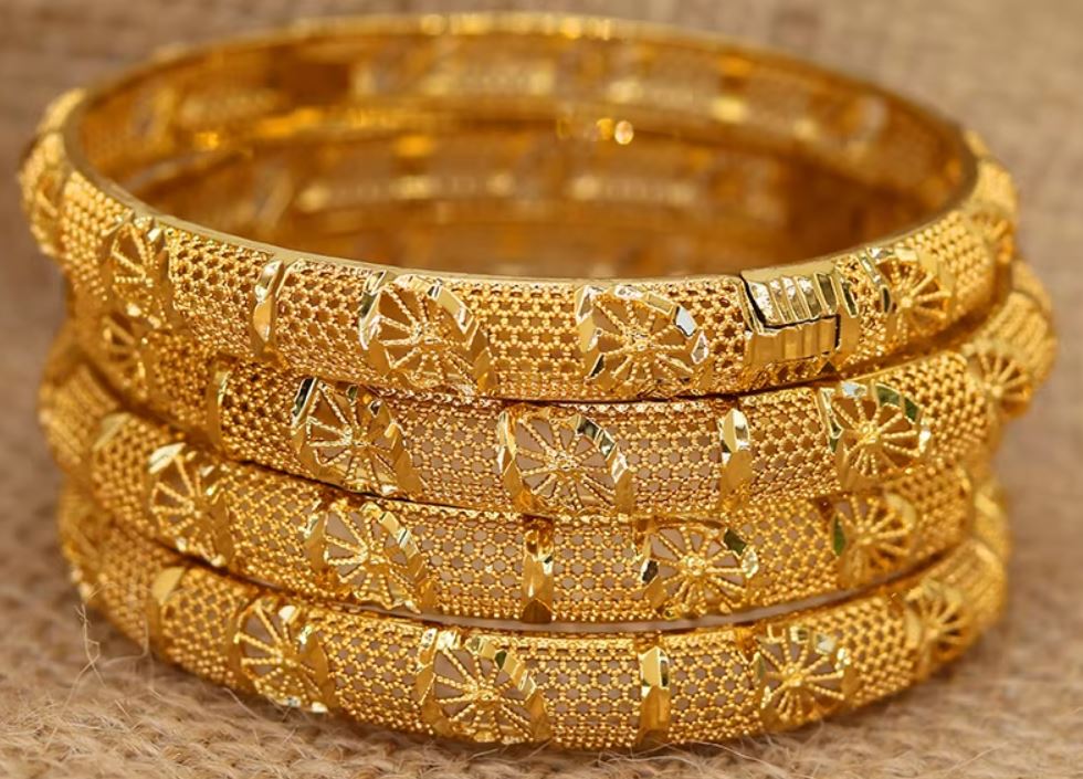 4pcs/lot 24K Dubai Bangles For Women Fashion Gold Color Saudi Arabia Bride Wedding Bracelet - NATASHAHS