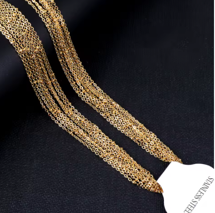 10pcs/lot Waterproof Hyposensitivity 316L Stainless Steel Gold Color O-Chains Necklace For Women