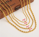 24k Gold color  Filled Necklace Chain for Men and Women Necklace Bracelet  Gold rope Chain Necklace High Quality - AliExpress 36