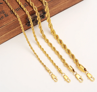 24k Gold color  Filled Necklace Chain for Men and Women Necklace Bracelet  Gold rope Chain Necklace High Quality - AliExpress 36