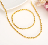 24k Gold color  Filled Necklace Chain for Men and Women Necklace Bracelet  Gold rope Chain Necklace High Quality - AliExpress 36