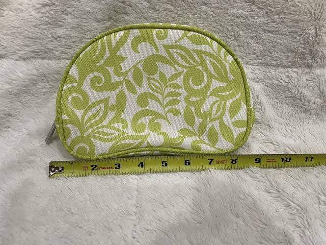 Lime Green and White Leaf Print Cosmetic Case