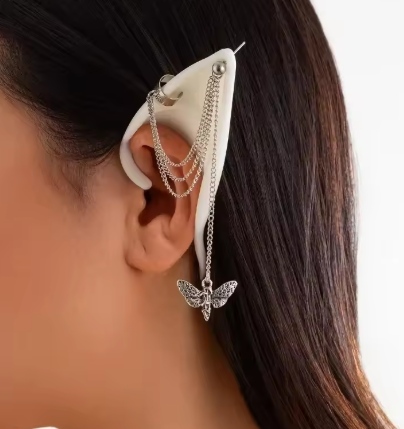 1Pair Cosplay Angel Elf Ears Halloween Masquerade Party Costumes Halloween Party Decoration Supplies Photo Props Clip Earrings - NATASHAHS