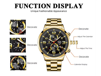 Montres de sport de luxe pour hommes Montre-bracelet à quartz en acier inoxydable avec calendrier lumineux pour homme Montre décontractée d'affaires