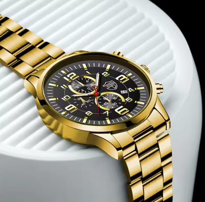 Montres de sport de luxe pour hommes Montre-bracelet à quartz en acier inoxydable avec calendrier lumineux pour homme Montre décontractée d'affaires