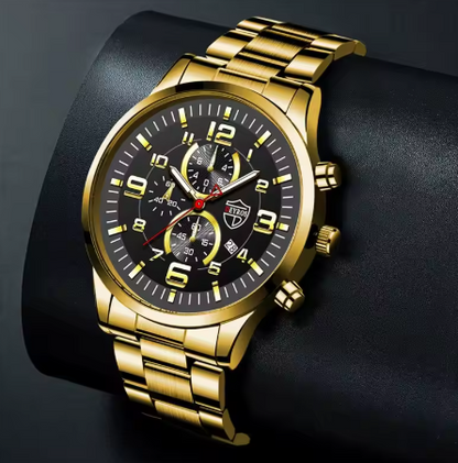 Montres de sport de luxe pour hommes Montre-bracelet à quartz en acier inoxydable avec calendrier lumineux pour homme Montre décontractée d'affaires