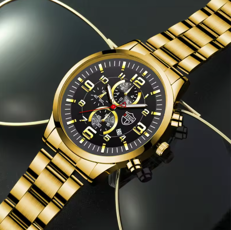 Montres de sport de luxe pour hommes Montre-bracelet à quartz en acier inoxydable avec calendrier lumineux pour homme Montre décontractée d'affaires