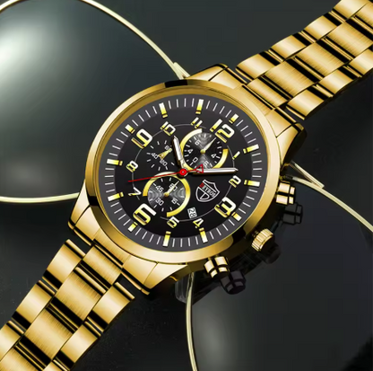 Montres de sport de luxe pour hommes Montre-bracelet à quartz en acier inoxydable avec calendrier lumineux pour homme Montre décontractée d'affaires