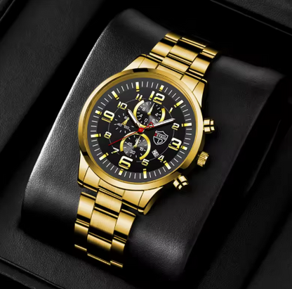 Montres de sport de luxe pour hommes Montre-bracelet à quartz en acier inoxydable avec calendrier lumineux pour homme Montre décontractée d'affaires