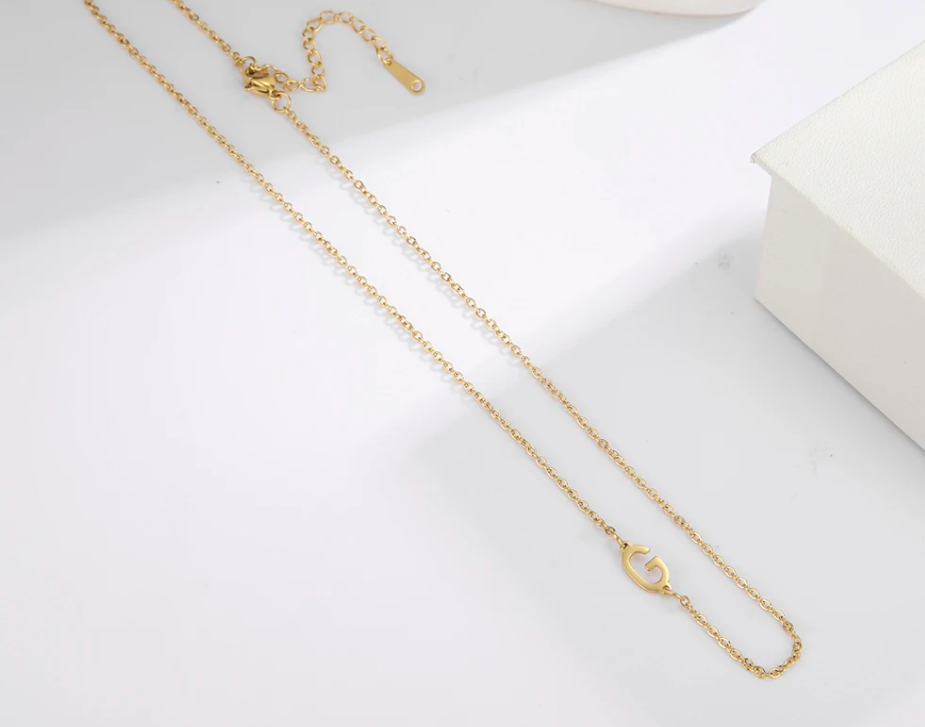 Custom Sideways Initial Letter Necklaces For Women Jewelry Stainless Steel A-Z Alphabet Personalized Necklace Gift