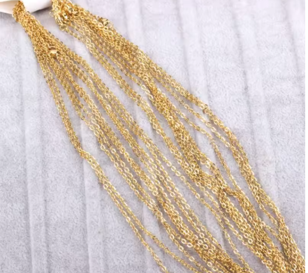 10Pcs/Lot Stainless Steel Chains 2mm/1mm O Shape Rolo Link Cuban Long Necklace For Women Pendant DIY Jewelry Wholesale DIY crafts - NATASHAHS