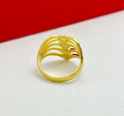 Gold Color Finger Rings for Women Multi Lines Heart Ring Size 8 Bague Femme Anillo Wedding Engagement Jewelry - NATASHAHS