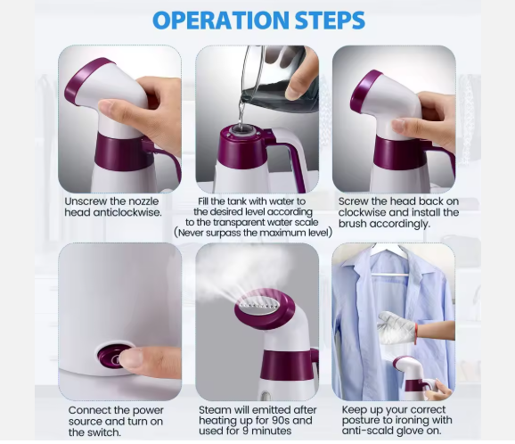 Portable handle Garment Steamer ideal for travelling - NATASHAHS