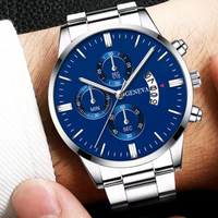 2023 Luxury Fashion Mens Watches Silver Stainless Steel Quartz Wrist Watch Men Business Watch Male Calendar Clock Reloj Hombre