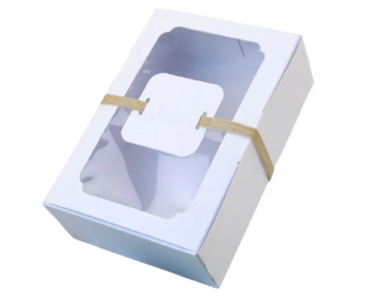 12Pcs White Kraft Paper Packing Box With Transparent Window Candy Cake Boxes Wedding Party Cookie Favor Gifts Box Baby Shower Decor