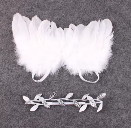 Accessoires de photographie nouveau-né Ailes d'ange blanches Accessoires photo bébé Ailes de plume Filles Cheveux Enfants Accessoires capillaires de photographie de bébé