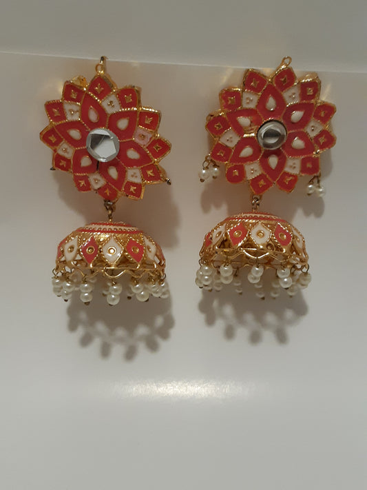 White & pink meena earrings - NATASHAHS
