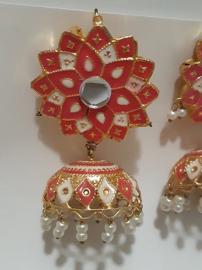 White & pink meena earrings - NATASHAHS