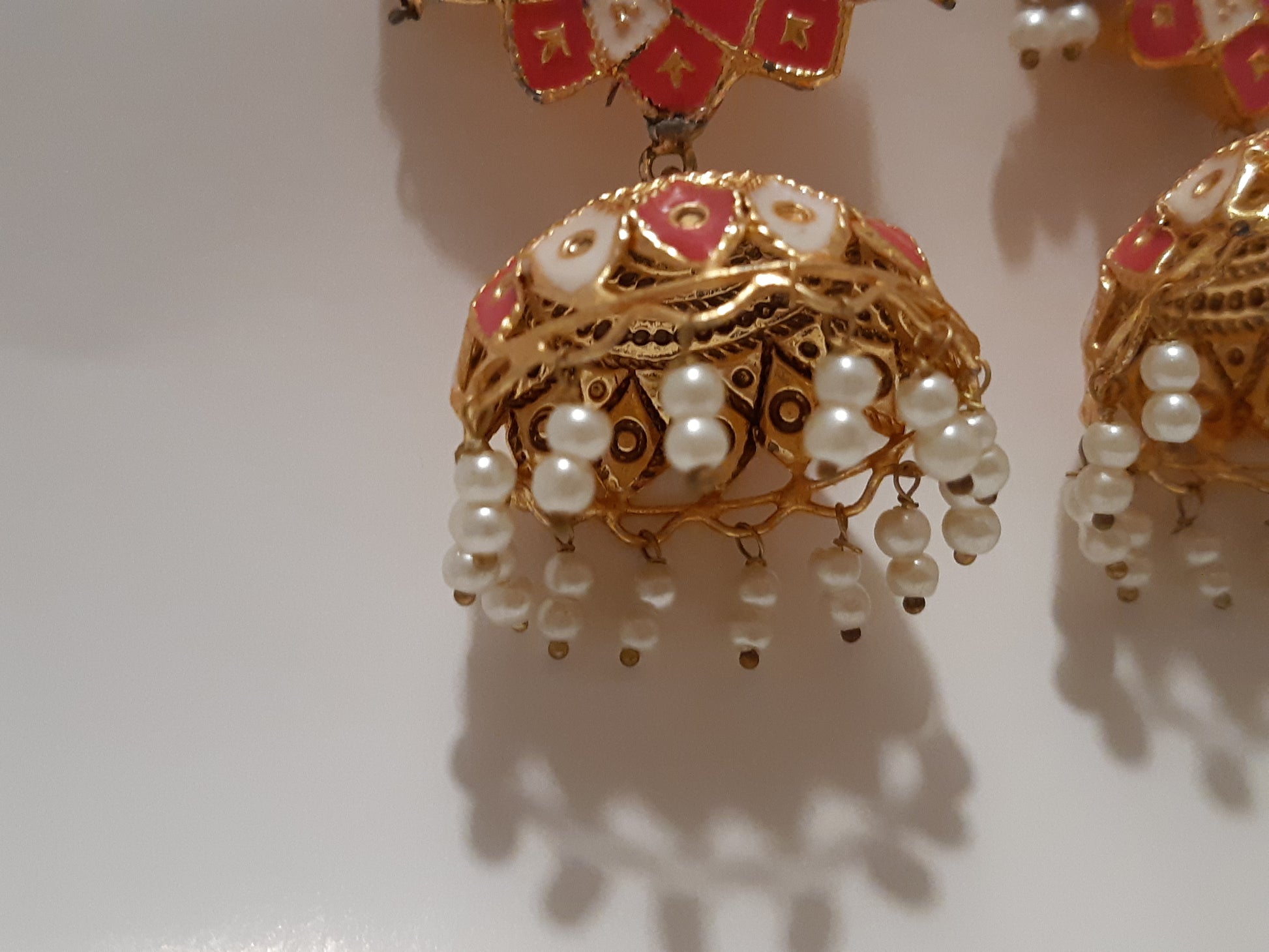 White & pink meena earrings - NATASHAHS