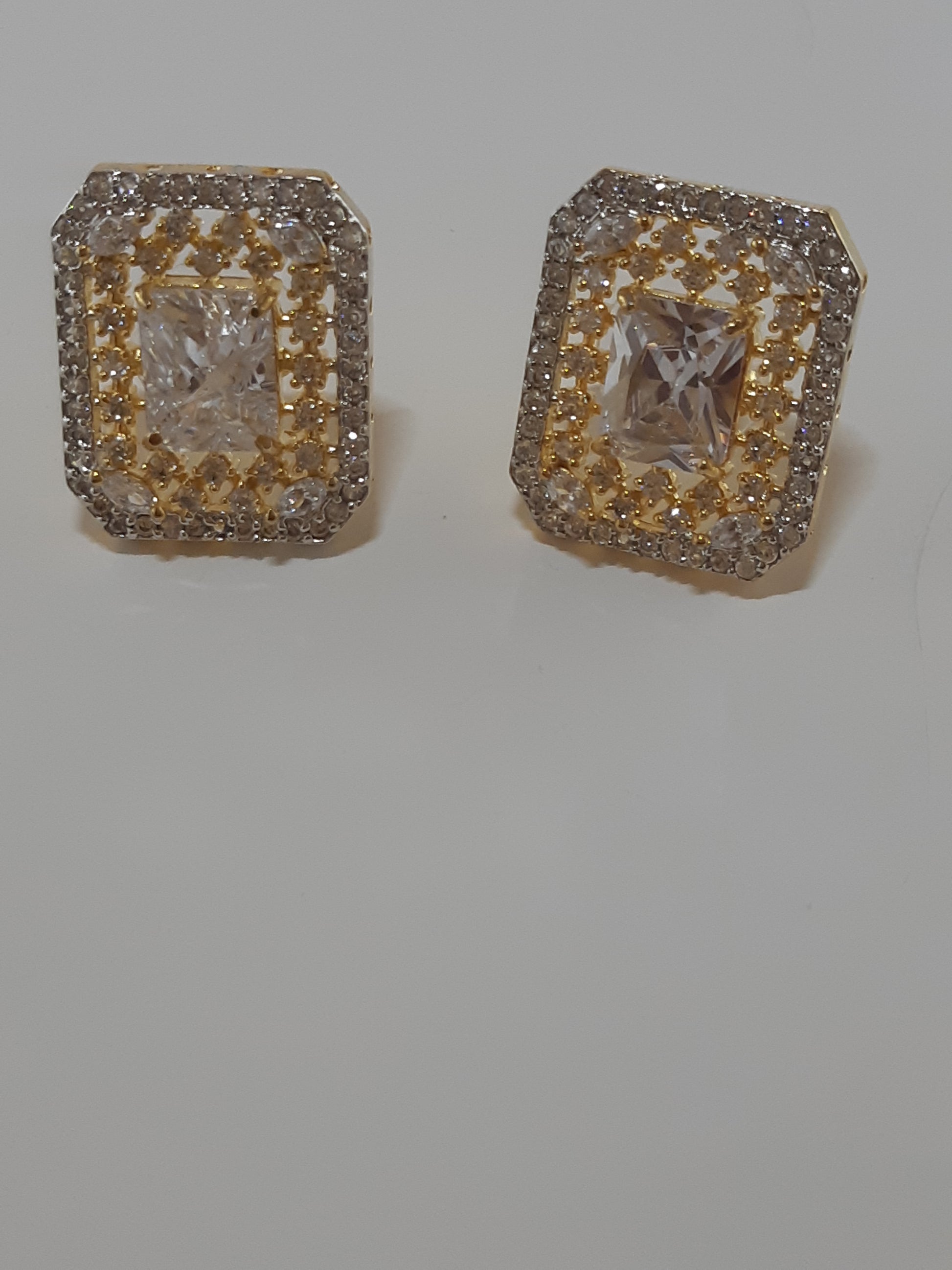 Crystal White stone Gold Plated Elegant Earrings - NATASHAHS