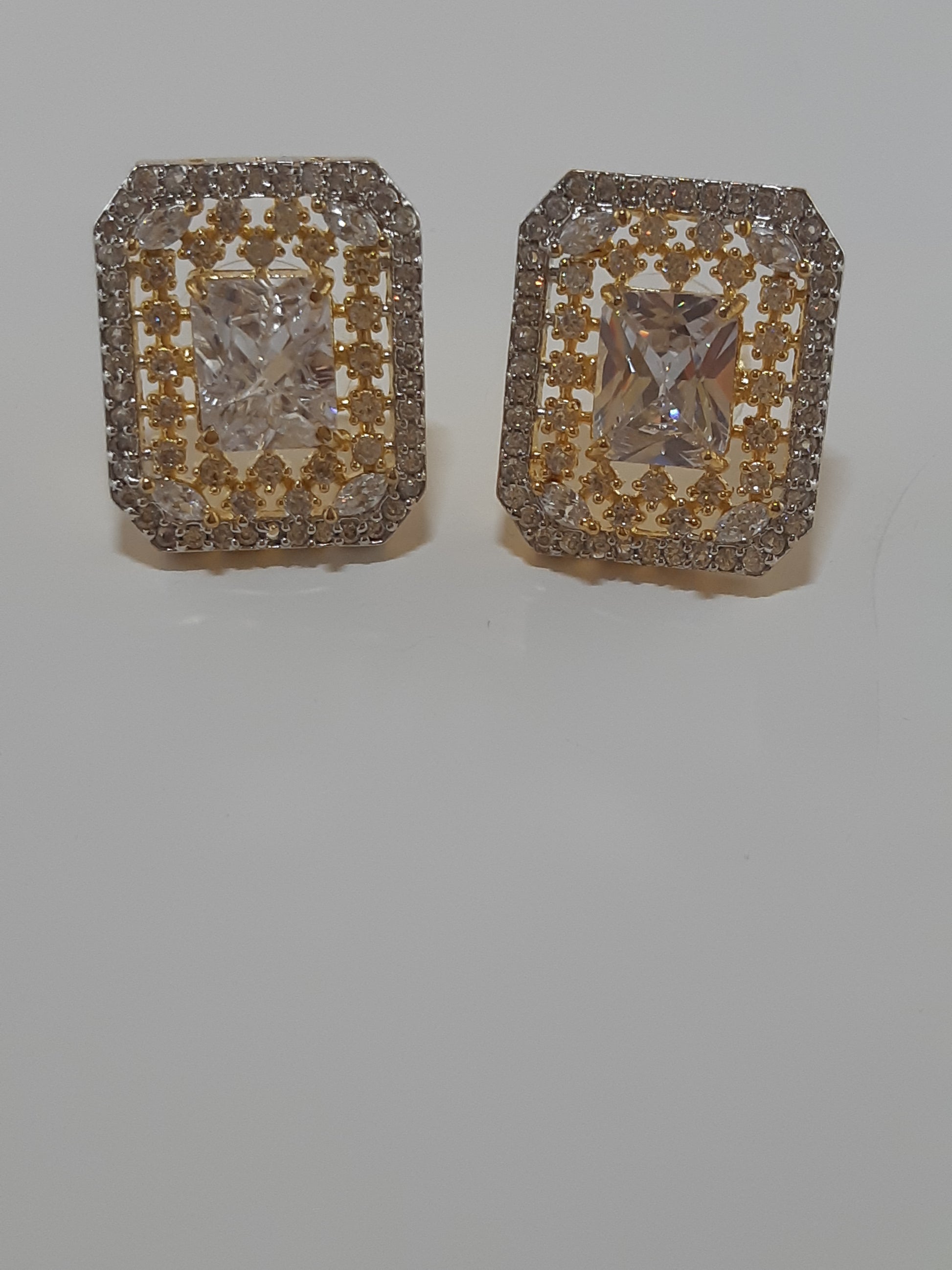 Crystal White stone Gold Plated Elegant Earrings - NATASHAHS