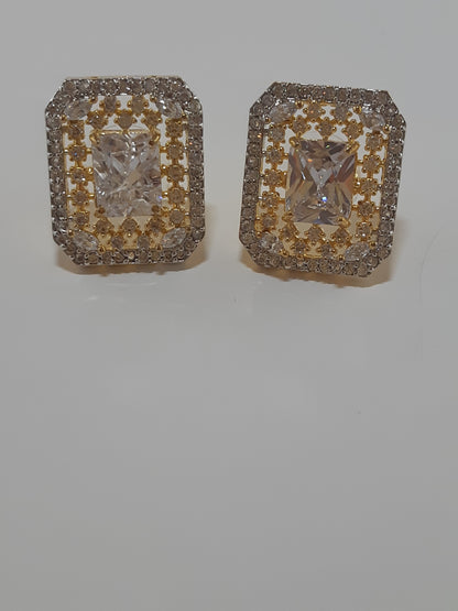 Crystal White stone Gold Plated Elegant Earrings - NATASHAHS