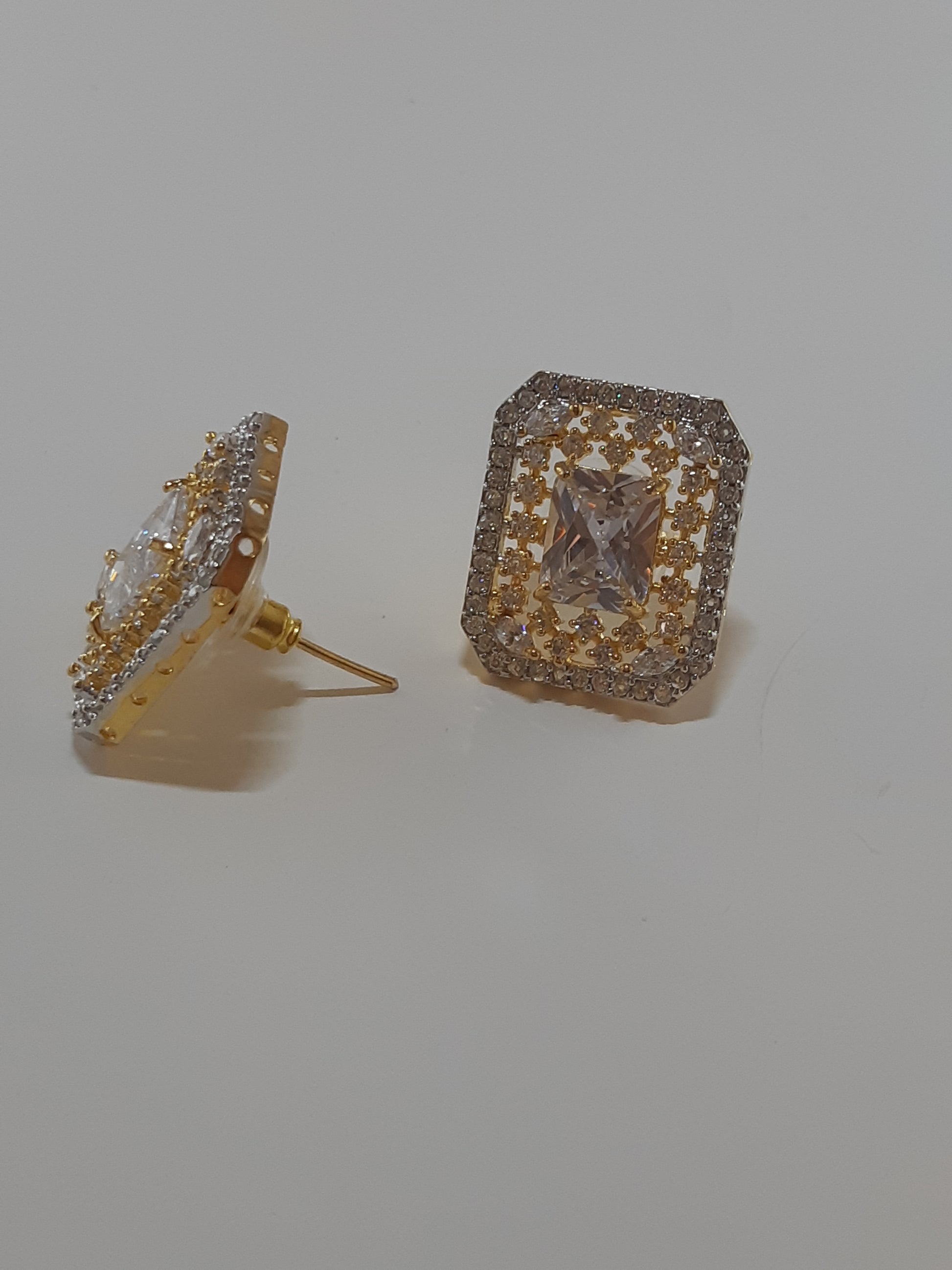 Crystal White stone Gold Plated Elegant Earrings - NATASHAHS