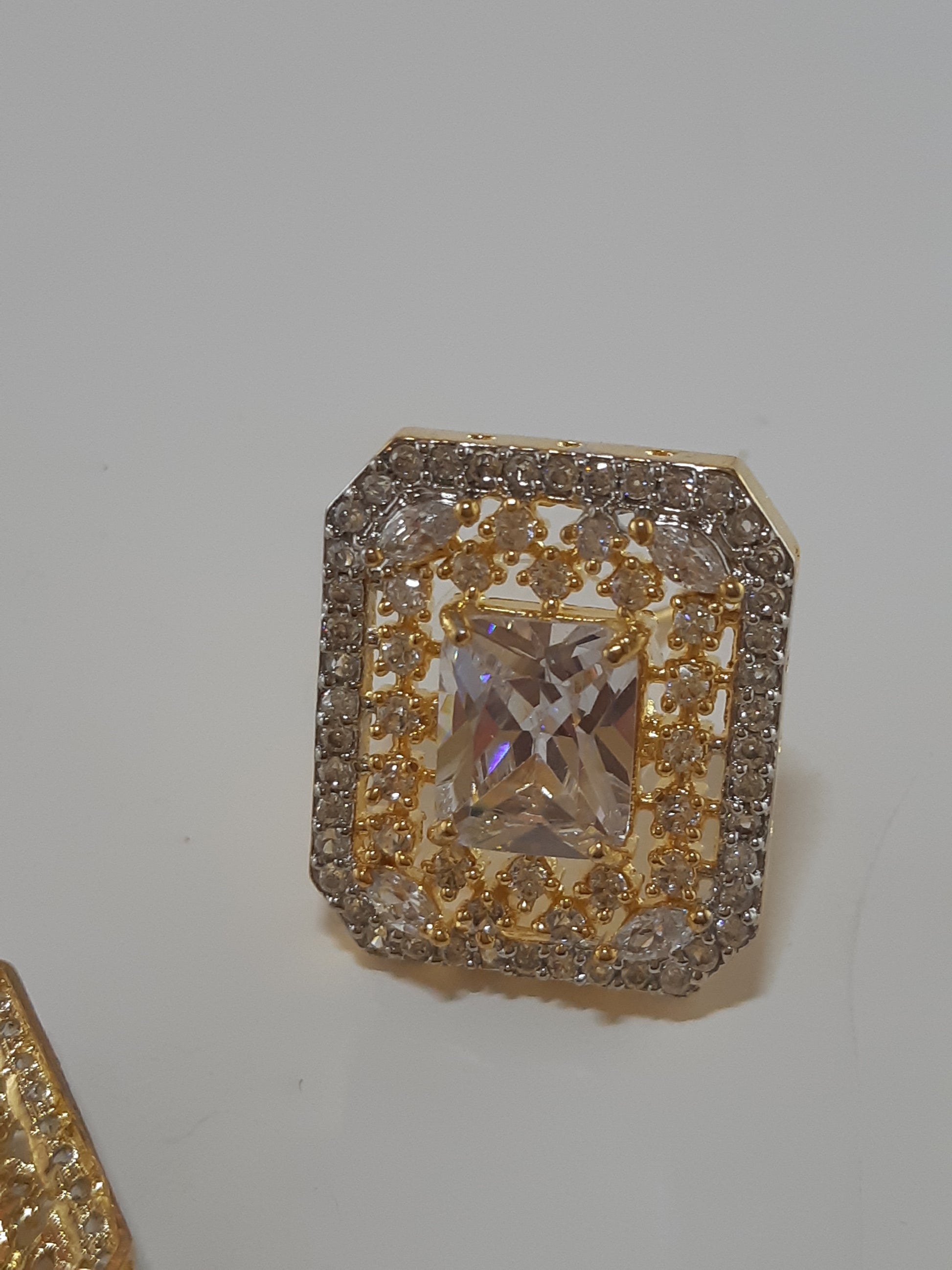 Crystal White stone Gold Plated Elegant Earrings - NATASHAHS