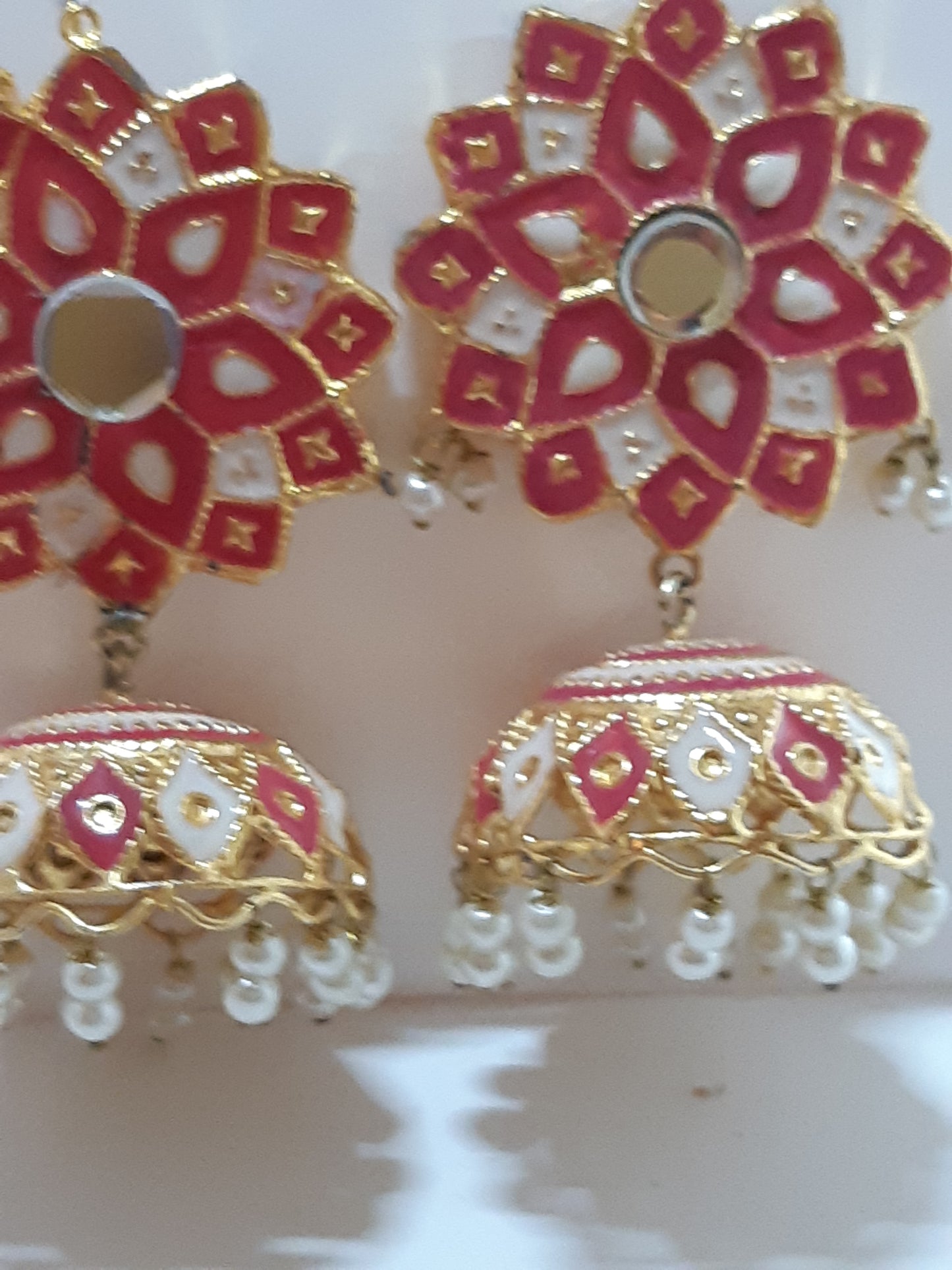 White & pink meena earrings - NATASHAHS