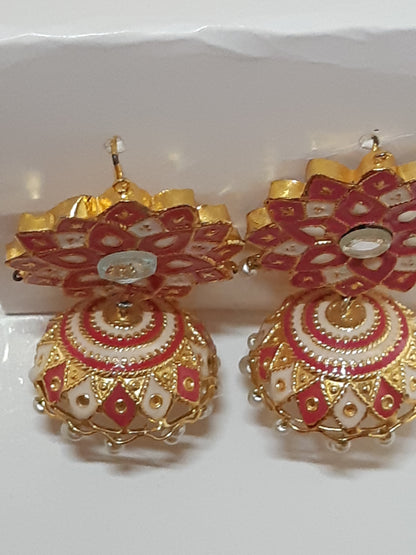 White & pink meena earrings - NATASHAHS