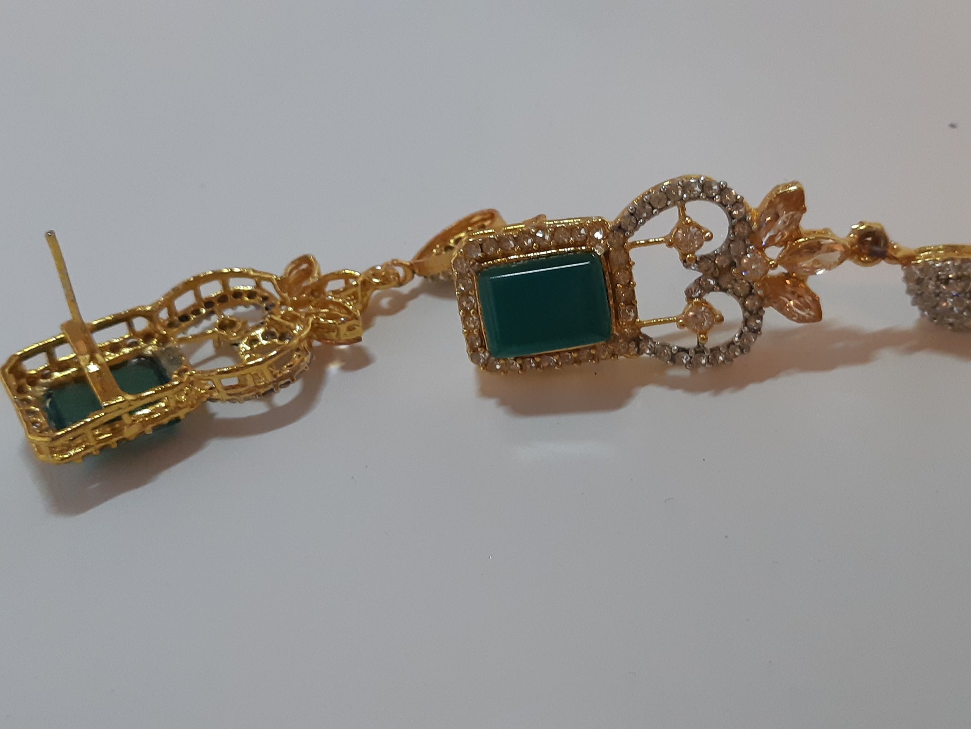 Red Bold Big sized Earrings with golden base - NATASHAHS