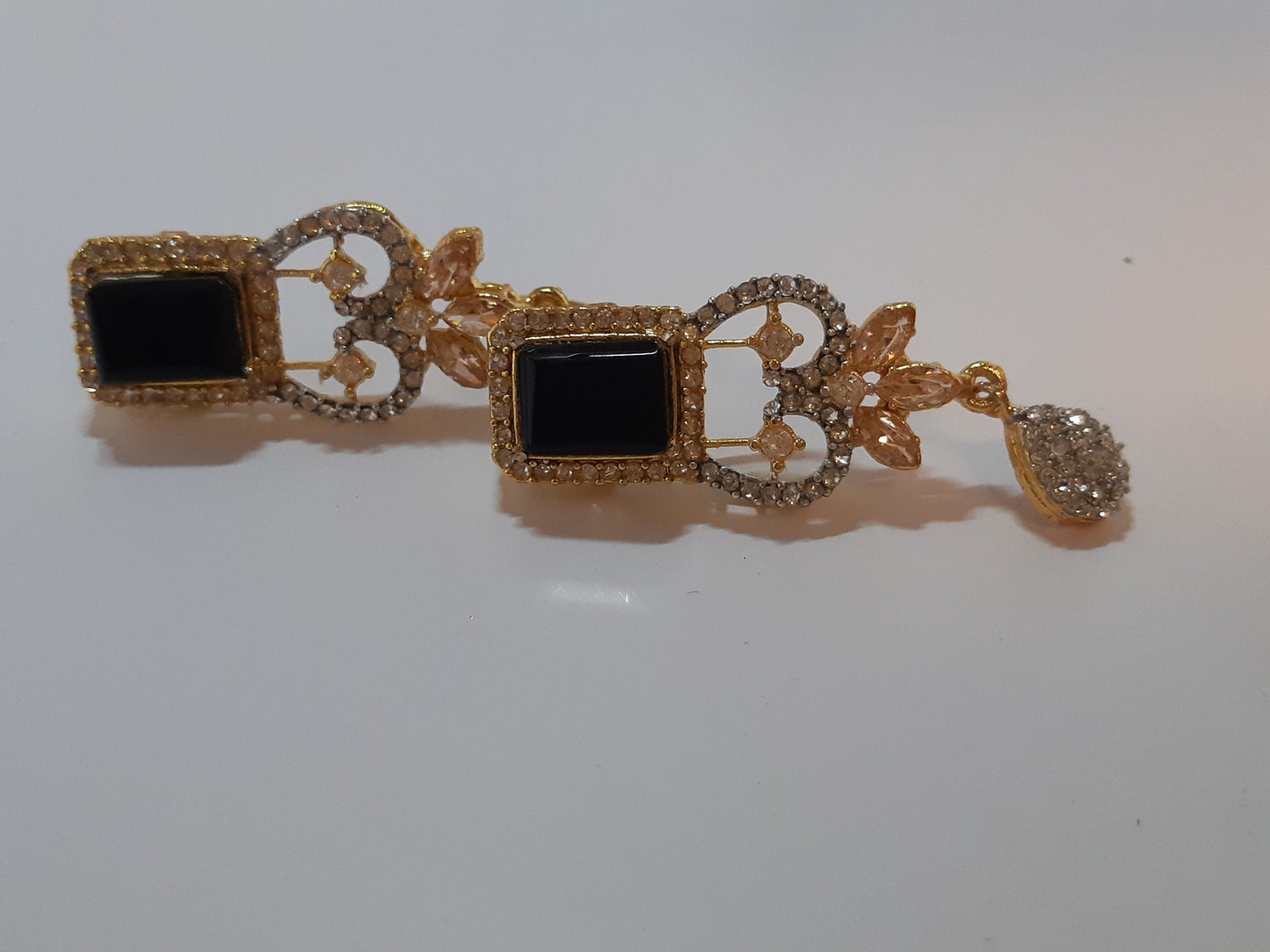 Red Bold Big sized Earrings with golden base - NATASHAHS