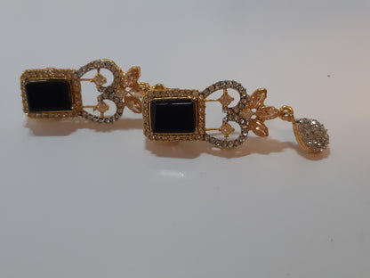 Red Bold Big sized Earrings with golden base - NATASHAHS